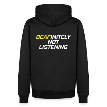 DEAFinitely Not Listening - Fierté sourde - Sweat à capuche Premium bio Homme - noir - Dos - Nico (187cm)