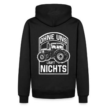 Ohne uns läuft nichts Protest Großdemo Demo Streik - Männer Premium Bio Hoodie - Schwarz - Hinten - Nico (187cm)