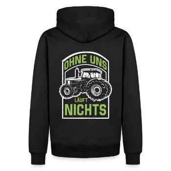 Ohne uns läuft nichts Protest Großdemo Demo Streik - Männer Premium Bio Hoodie - Schwarz - Hinten - Nico (187cm)