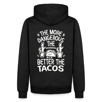 T-shirt Tacos & Adventure – Dangereusement bon ! - Sweat à capuche Premium bio Homme - noir - Dos - Nico (187cm)