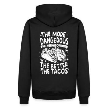 T-shirt Tacos & Adventure – Dangereusement bon ! - Sweat à capuche Premium bio Homme - noir - Dos - Nico (187cm)