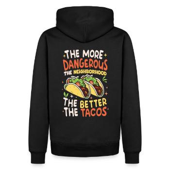 T-shirt Tacos & Adventure – Dangereusement bon ! - Sweat à capuche Premium bio Homme - noir - Dos - Nico (187cm)