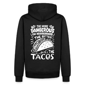 T-shirt Tacos & Adventure – Dangereusement bon ! - Sweat à capuche Premium bio Homme - noir - Dos - Nico (187cm)