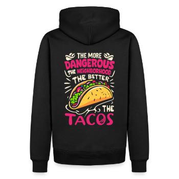 T-shirt Tacos & Adventure – Dangereusement bon ! - Sweat à capuche Premium bio Homme - noir - Dos - Nico (187cm)
