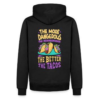 T-shirt Tacos & Adventure – Dangereusement bon ! - Sweat à capuche Premium bio Homme - noir - Dos - Nico (187cm)