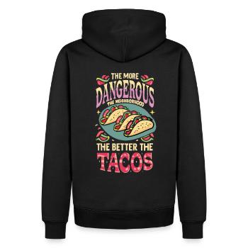 T-shirt Tacos & Adventure – Dangereusement bon ! - Sweat à capuche Premium bio Homme - noir - Dos - Nico (187cm)