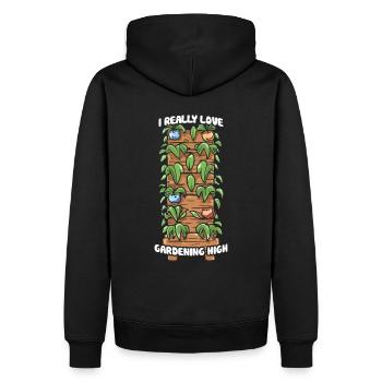 Vertical Gardener Love – Higher on Green - Männer Premium Bio Hoodie - Schwarz - Hinten - Nico (187cm)
