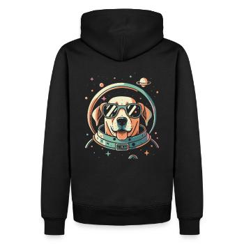 Retro Space Labrador Shirt Farbenfrohes Kunstwerk - Männer Premium Bio Hoodie - Schwarz - Hinten - Nico (187cm)