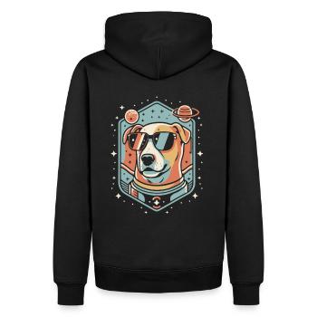Retro Space Labrador Shirt Farbenfrohes Kunstwerk - Männer Premium Bio Hoodie - Schwarz - Hinten - Nico (187cm)