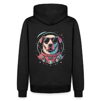 Retro Space Labrador Shirt Farbenfrohes Kunstwerk - Männer Premium Bio Hoodie - Schwarz - Hinten - Nico (187cm)