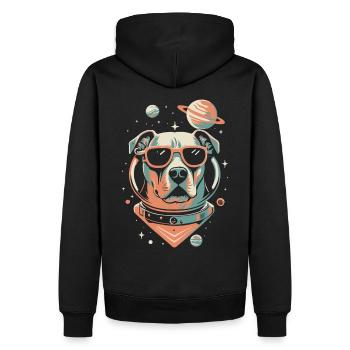 Retro Space Labrador Shirt Farbenfrohes Kunstwerk - Männer Premium Bio Hoodie - Schwarz - Hinten - Nico (187cm)