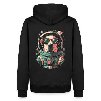 Retro Space Labrador Shirt Farbenfrohes Kunstwerk - Männer Premium Bio Hoodie - Schwarz - Hinten - Nico (187cm)
