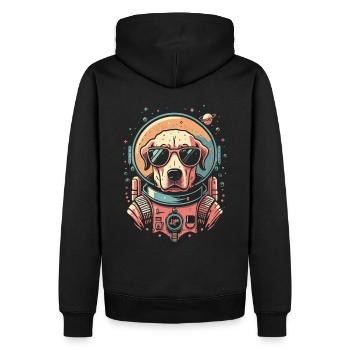 Retro Space Labrador Shirt Farbenfrohes Kunstwerk - Männer Premium Bio Hoodie - Schwarz - Hinten - Nico (187cm)