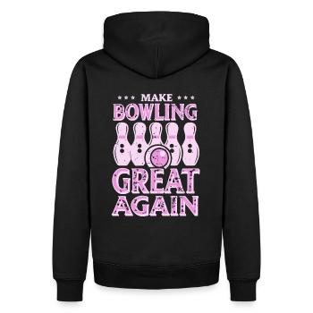Make Bowling great again - Bowlingkugel Pin - Männer Premium Bio Hoodie - Schwarz - Hinten - Nico (187cm)