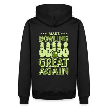 Make Bowling great again - Bowlingkugel Pin - Männer Premium Bio Hoodie - Schwarz - Hinten - Nico (187cm)