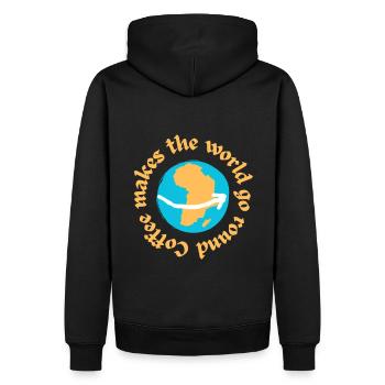 Kaffee regiert die Welt - Männer Premium Bio Hoodie - Schwarz - Hinten - Nico (187cm)