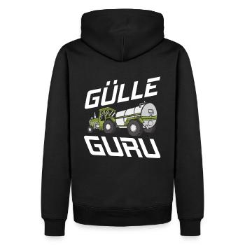 Ruhe! Der Meister fährt Gülle Fahrer Gülleguru - Männer Premium Bio Hoodie - Schwarz - Hinten - Nico (187cm)