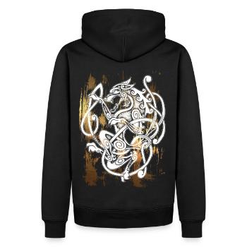 FENRIR Wolf - Odin - Vintage - usedlook - Männer Premium Bio Hoodie - Schwarz - Hinten - Nico (187cm)