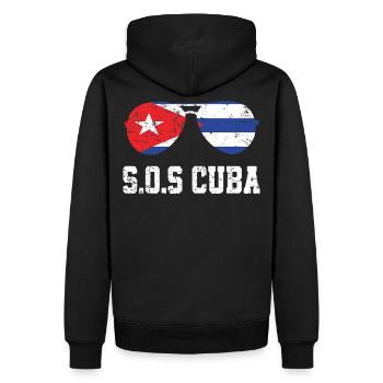 SOS Cuba drapeau Cuba drapeau Cuba libère Cuba cuban - Sweat à capuche Premium bio Homme - noir - Dos - Nico (187cm)