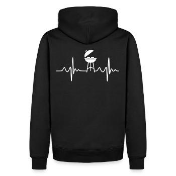 Heartbeat Grillen - Männer Premium Bio Hoodie - Schwarz - Hinten - Nico (187cm)
