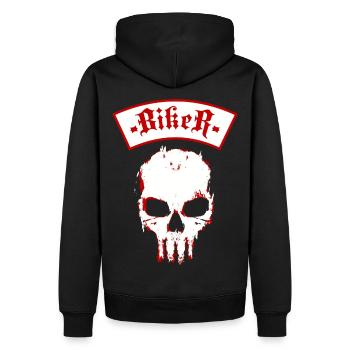 Biker Skull Logo - Men’s Premium Organic Hoodie - black - Back - Nico (187cm)