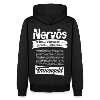Frauengold - hell - Männer Premium Bio Hoodie - Schwarz - Hinten - Nico (187cm)