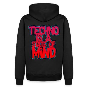 Techno Techno Techno est un état d’ hard dark - Sweat à capuche Premium bio Homme - noir - Dos - Nico (187cm)
