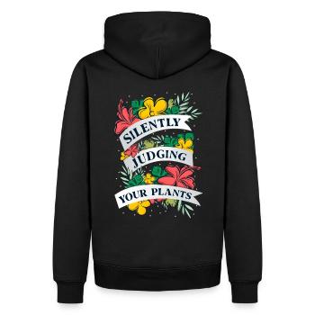 Silently judging your plants für Pflanzenliebhaber - Männer Premium Bio Hoodie - Schwarz - Hinten - Nico (187cm)