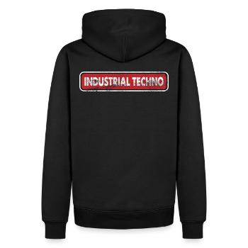 Techno industrielle - Sweat à capuche Premium bio Homme - noir - Dos - Nico (187cm)