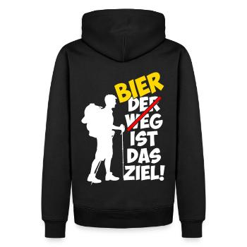 Bier ist das Ziel - Männer Premium Bio Hoodie - Schwarz - Hinten - Nico (187cm)