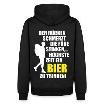 Zeit ein Bier zu trinken - Männer Premium Bio Hoodie - Schwarz - Hinten - Nico (187cm)