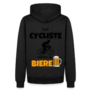 Tout cycliste mérite sa biere cadeau - Sweat à capuche Premium bio Homme - noir - Dos - Nico (187cm)