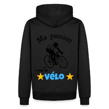 Ma passion c'est le vélo cadeau - Sweat à capuche Premium bio Homme - noir - Dos - Nico (187cm)