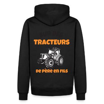 Sur des tracteurs de père en fils cadeau - Sweat à capuche Premium bio Homme - noir - Dos - Nico (187cm)