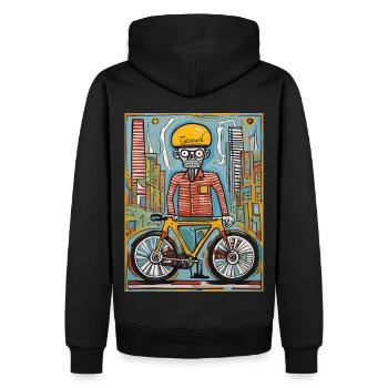 Funny Cycopath - Radfahren, Biken, Fahrrad - Männer Premium Bio Hoodie - Schwarz - Hinten - Nico (187cm)