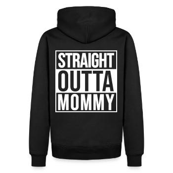 Drôle bébé disant tout droit outta maman - blanc - Sweat à capuche Premium bio Homme - noir - Dos - Nico (187cm)