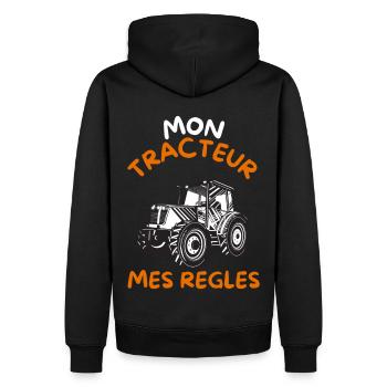 Mon tracteur mes regles cadeau - Sweat à capuche Premium bio Homme - noir - Dos - Nico (187cm)