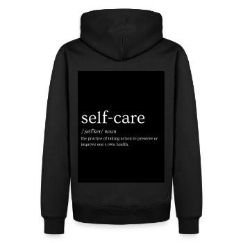 Self care is important - Männer Premium Bio Hoodie - Schwarz - Hinten - Nico (187cm)