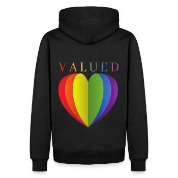 Valued Of Heart - Men’s Premium Organic Hoodie - black - Back - Nico (187cm)