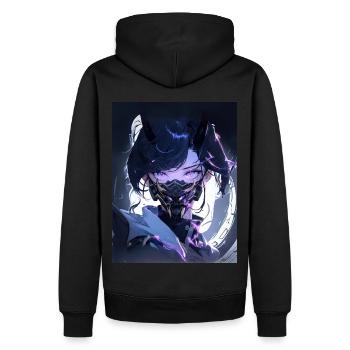 Animierte Frau mit Maske - Männer Premium Bio Hoodie - Schwarz - Hinten - Nico (187cm)