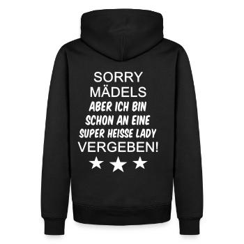 Sorry Mädels vergeben - Männer Premium Bio Hoodie - Schwarz - Hinten - Nico (187cm)