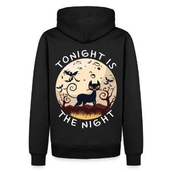 Ce soir, c’est la nuit du chat noir Halloween - Sweat à capuche Premium bio Homme - noir - Dos - Nico (187cm)