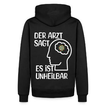 The doctor says it's incurable darts - Men’s Premium Organic Hoodie - black - Back - Nico (187cm)