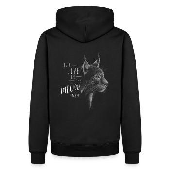 Vivez dans le miaou ! Lynx Wildcat Jeu de mots - Sweat à capuche Premium bio Homme - noir - Dos - Nico (187cm)