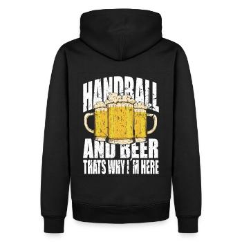 Handball und Bier Spruch lustig - Männer Premium Bio Hoodie - Schwarz - Hinten - Nico (187cm)