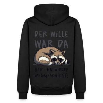 Der Wille War Da - dunkel - Männer Premium Bio Hoodie - Schwarz - Hinten - Nico (187cm)