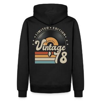 vintage Vinyl 1978 Geburtstagsgeschenk 43 Jahre - Männer Premium Bio Hoodie - Schwarz - Hinten - Nico (187cm)