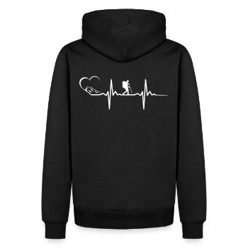 Hiking Mountains Nordic Walking Heartbeat - Men’s Premium Organic Hoodie - black - Back - Nico (187cm)