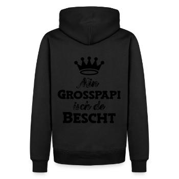 Min Grosspapi isch de bescht Opa Schweiz Grosspapi - Männer Premium Bio Hoodie - Schwarz - Hinten - Nico (187cm)