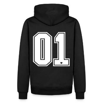 01 Nummer Liebling Schatz Freund Freundin 1c - Männer Premium Bio Hoodie - Schwarz - Hinten - Nico (187cm)